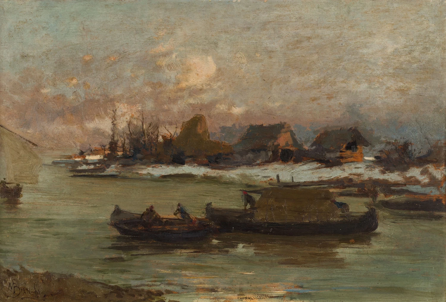 Paesaggio lagunare al tramonto [recto]